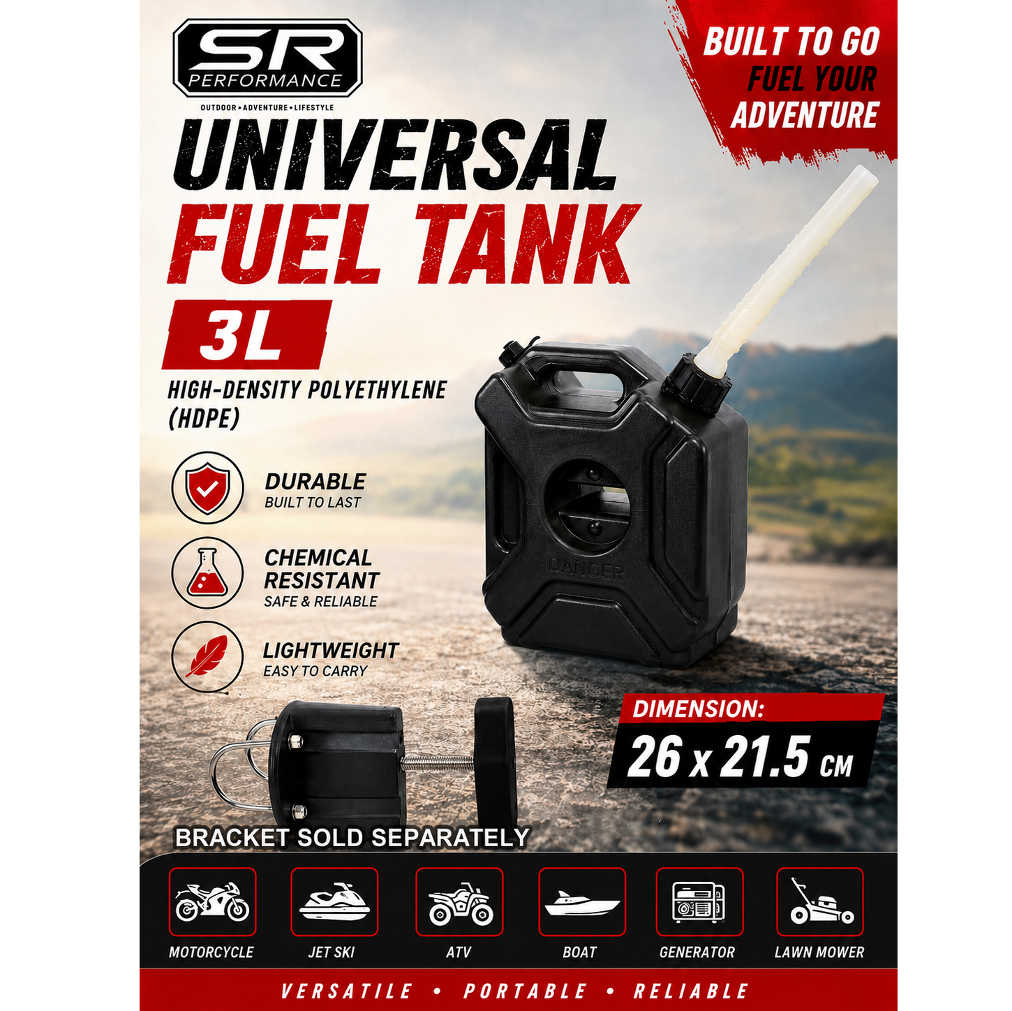 UNIVERSAL FUEL TANK 3L BLACK